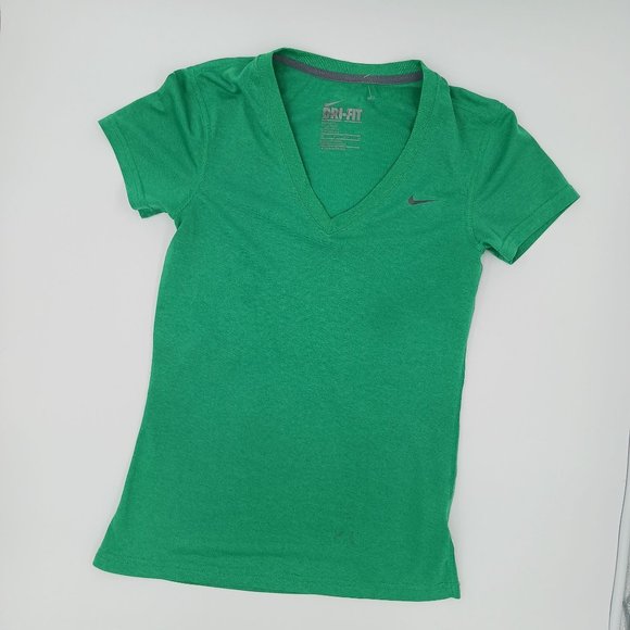 NIKE DRI FIT WOMENS XS GREEN TRAINING T SHIRT - Picture 9 of 11